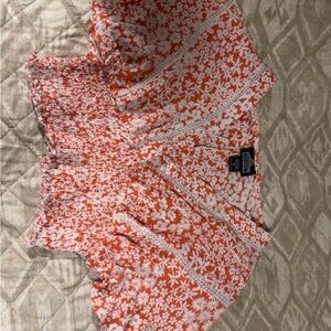 Angie Vibrant Orange and White Floral Blouse